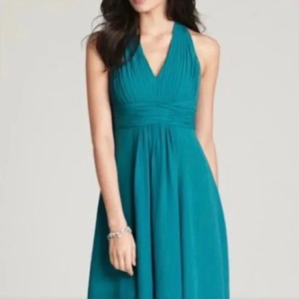 Ann Taylor Silk Draped Empire Waist Sleeveless Cocktail Party Dress - Picture 1 of 12